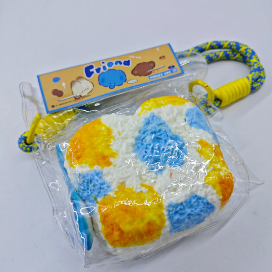 #F0010   yellow-and-blue butt-shaped toast